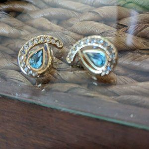 Authentic Swarovski Blue Teardrop stud earrings